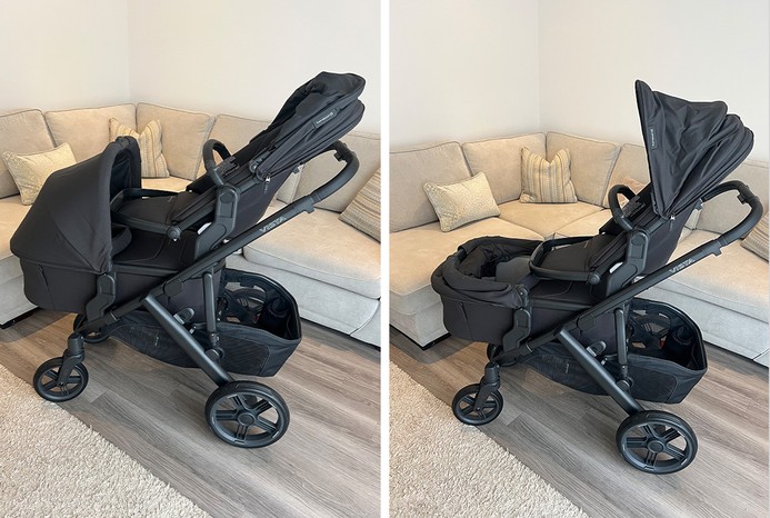 2 pictures of UPPAbaby Vista V3 pushchair in double mode 2 pictures of UPPAbaby Vista V3 pushchair in double mode