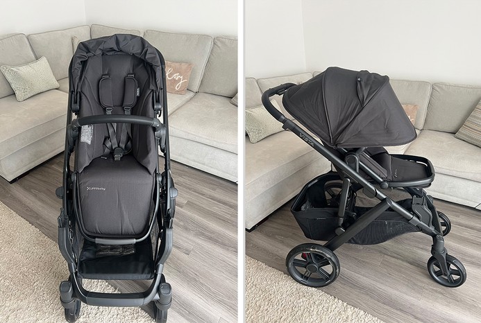 2 pictures of UPPAbaby Vista V3 pushchair with toddler seat