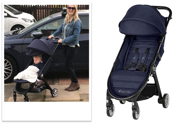 Baby Jogger City Tour 2 single A collage of a woman and small child in the Baby Jogger City Tour 2 single next to a studio shot of the pushchari