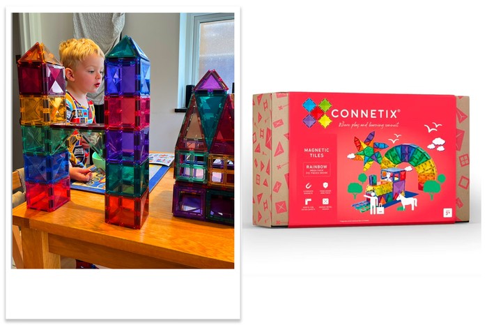 connetix-rainbow-tested-by-3-year-old Connetix 120 rainbow pack tested by a 3 year old child