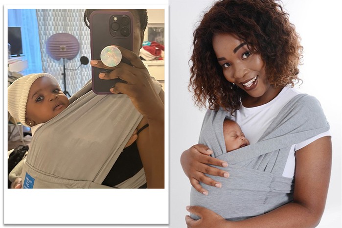 Dreamgenii Snuggleroo Baby Carrier tester picture and lifestyle product shot