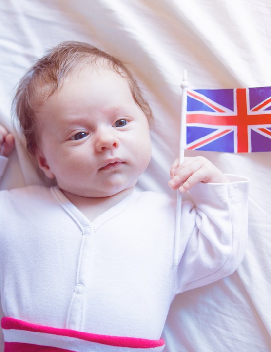 Little infant with Great Britain flag