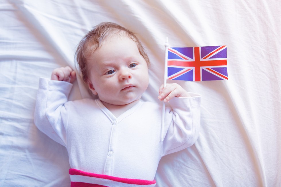 Little infant with Great Britain flag
