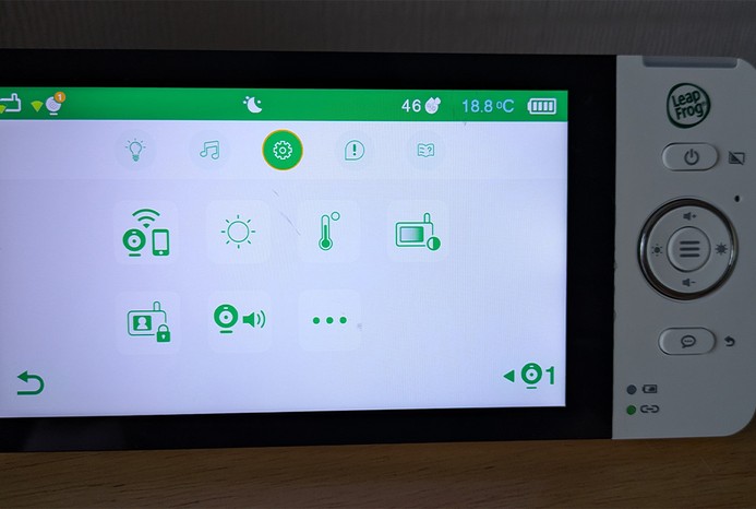 Menu on LeapFrog LF2936FHD baby monitor