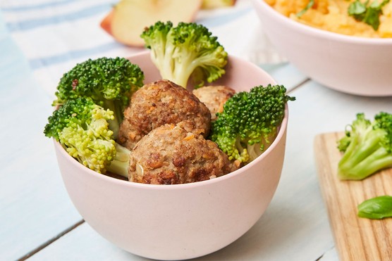 Annabel Karmel's mini meatballs with apple in a bowl