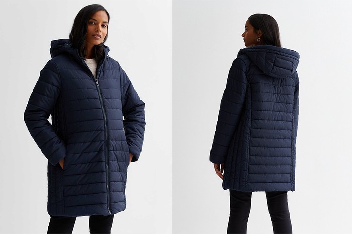 New Look Maternity Navy Hooded Longline Puffer Jacket