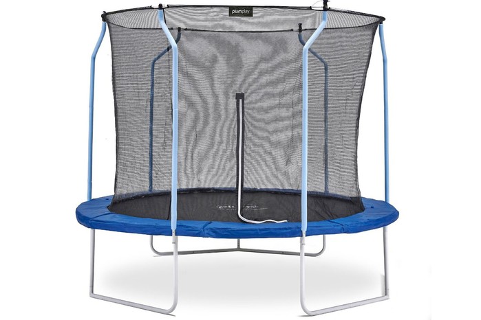 Studio shot of the Plum 8ft Wave Springsafe Trampoline and Enclosure with Mist