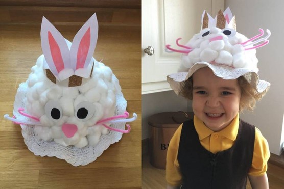 homemade bunny rabbit Easter bonnet