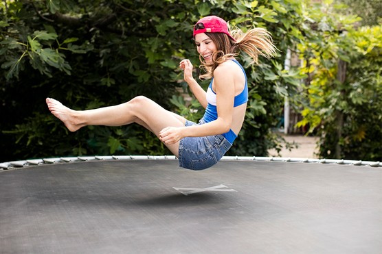 woman trampolining