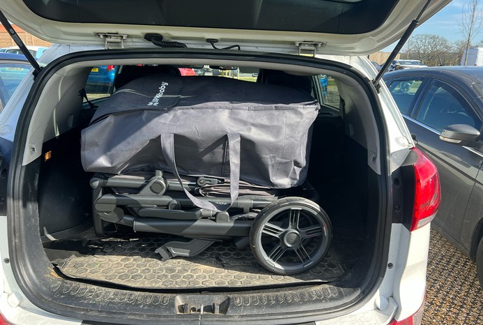 UPPAbaby Vista V3 pushchair folded in car boot