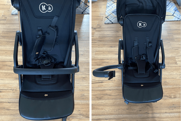 2 pictures of Kinderkraft Apino pushchair seat unit after being built
