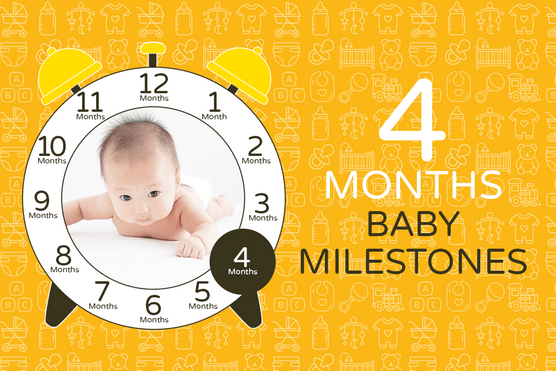 graphic showing 4 month old baby's milestones