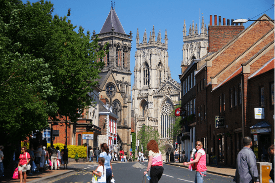 Street leading down to York Cathedral